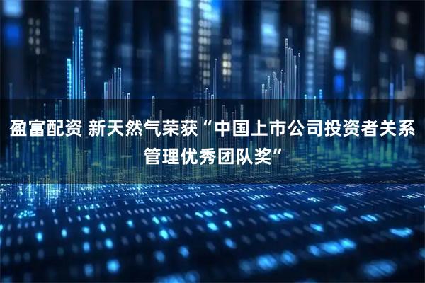 盈富配资 新天然气荣获“中国上市公司投资者关系管理优秀团队奖”
