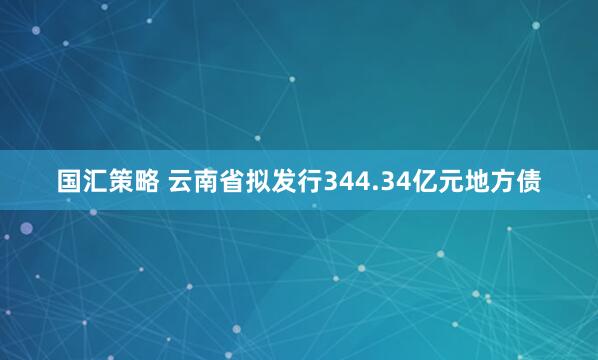国汇策略 云南省拟发行344.34亿元地方债